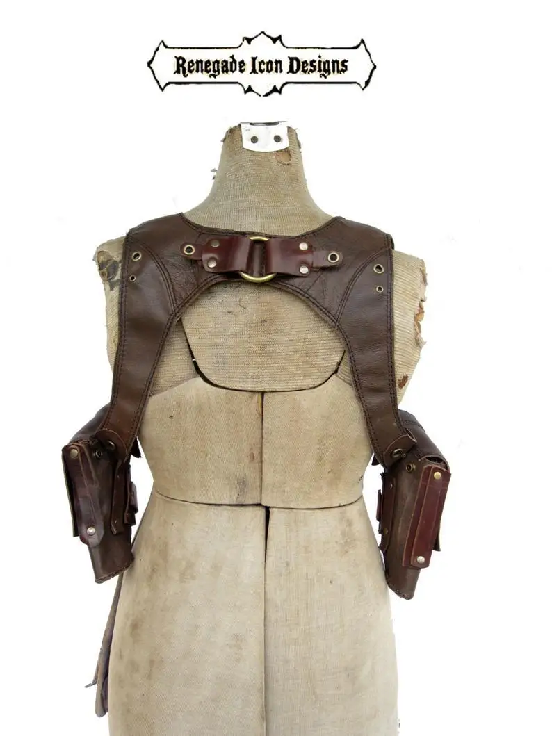 Средневековый Мужской винтажный Панк Ретро карман из искусственной кожи жилет