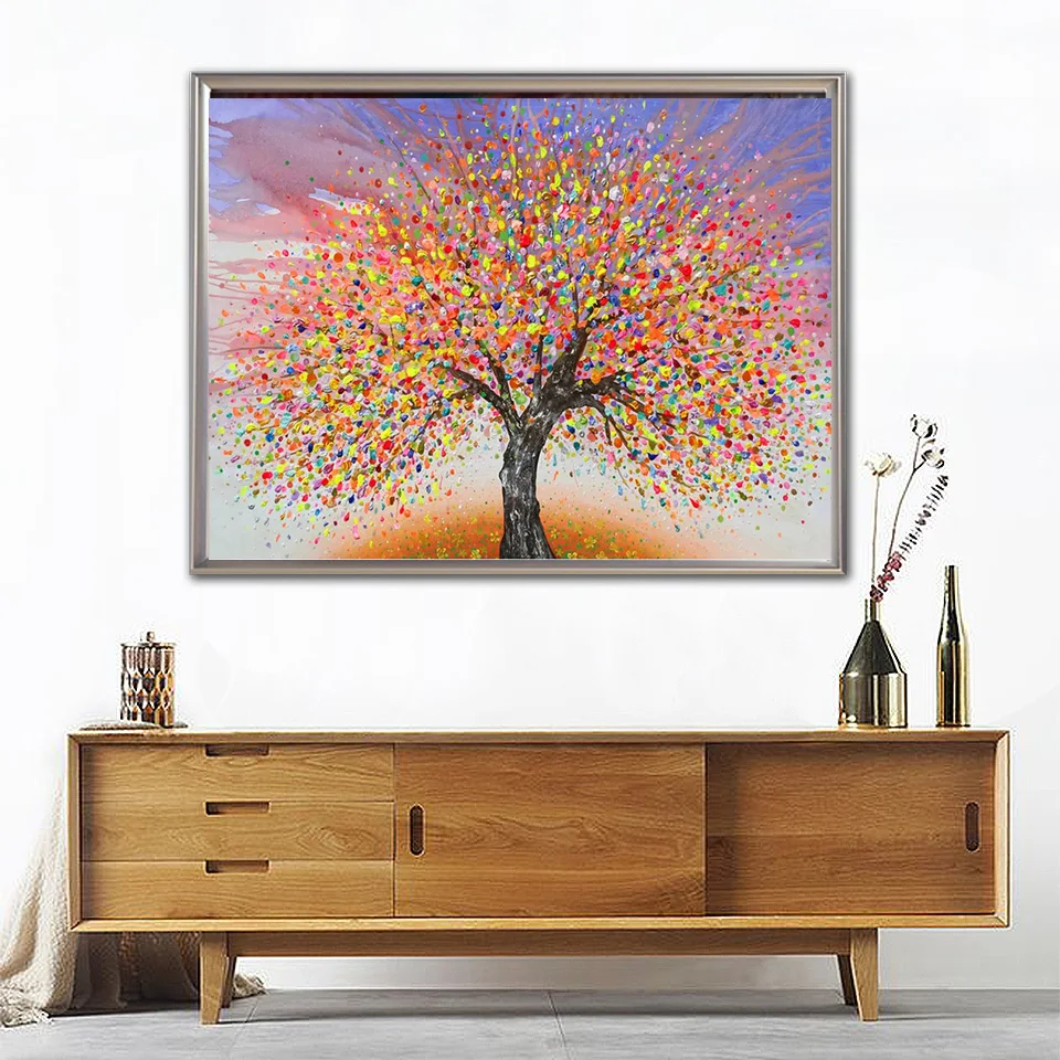 

Картина по номерам на холсте, с рисунком дерева, комплекты, украшение для дома