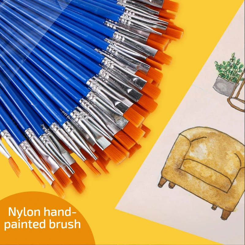 10Pcs/Set Fine Oil painting brush acrylic painting digital painting children's environmental nylon brush row pen Stationery