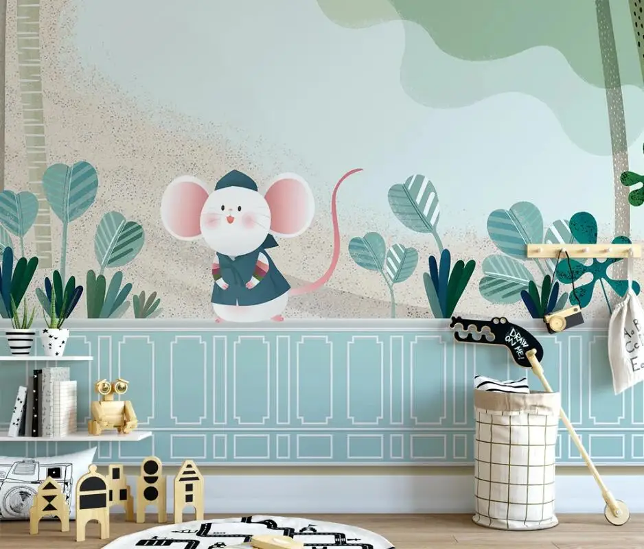 

AINYOOUSEM Hand painted cartoon forest children's room background papier peint papel de parede wallpaper 3d wallpaper stickers