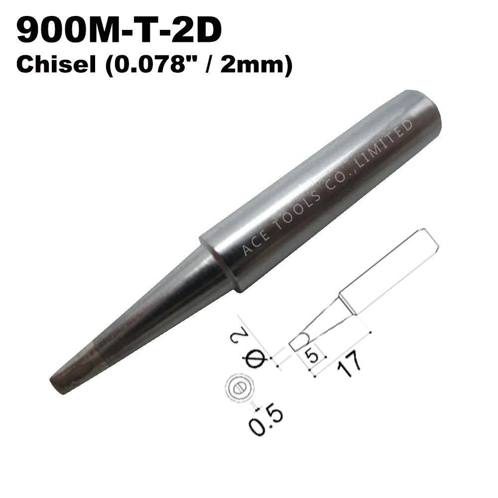 

5 PCS Soldering Tip 900M-T-2D Chisel 2mm for Hakko 936 907 Milwaukee M12SI-0 Radio Shack 64-053 Yihua 936 X-Tronics 3020 Iron