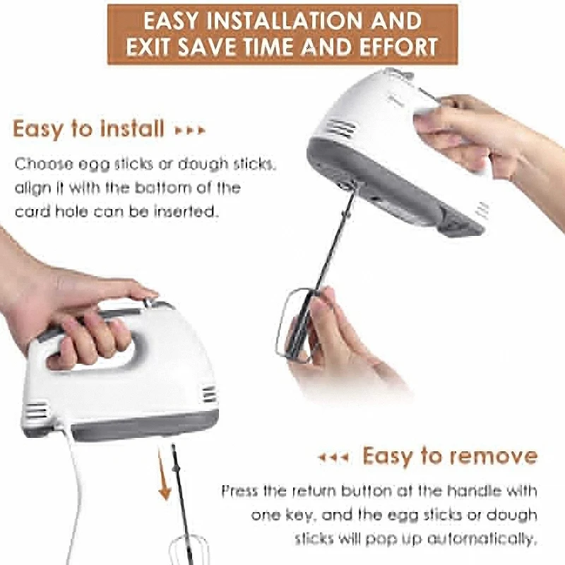 

Electric Hand Mixer 7-Speed Hand-Held Mixer with Mixing Stick and Dough Stick Suitable for Home Use US Plug