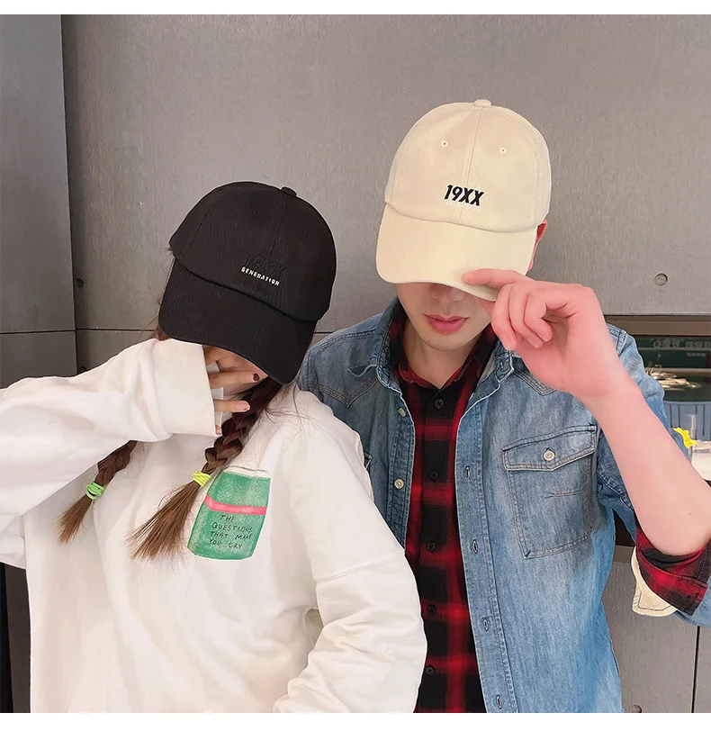 

2021 New Lady Couples Cap Men and Women Embroidered Street Baseball Cap Summer Korean Version All-in-one Sun Sun Cap