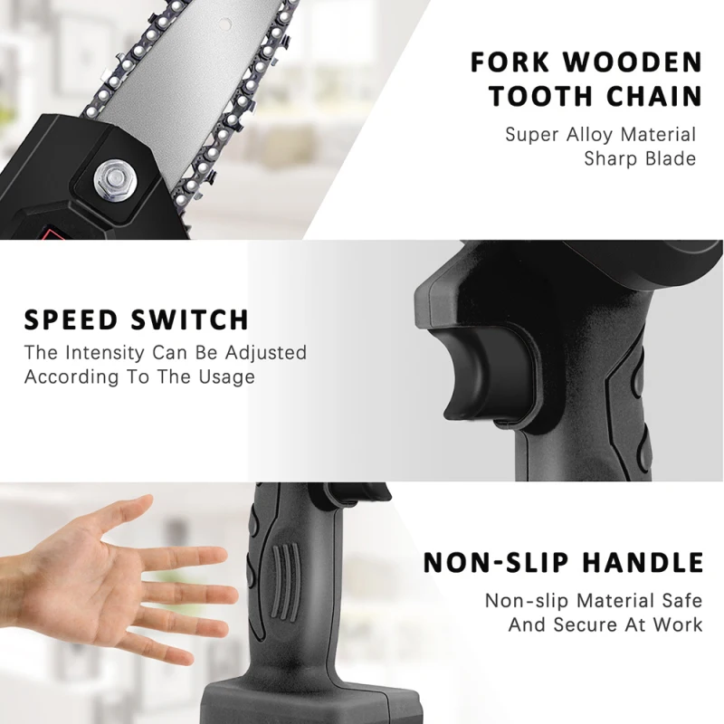 

Mini Electric Chain Saw With 1 Pc Battery Woodworking Pruning One-handed Garden Tool Rechargeable EU/US Plug