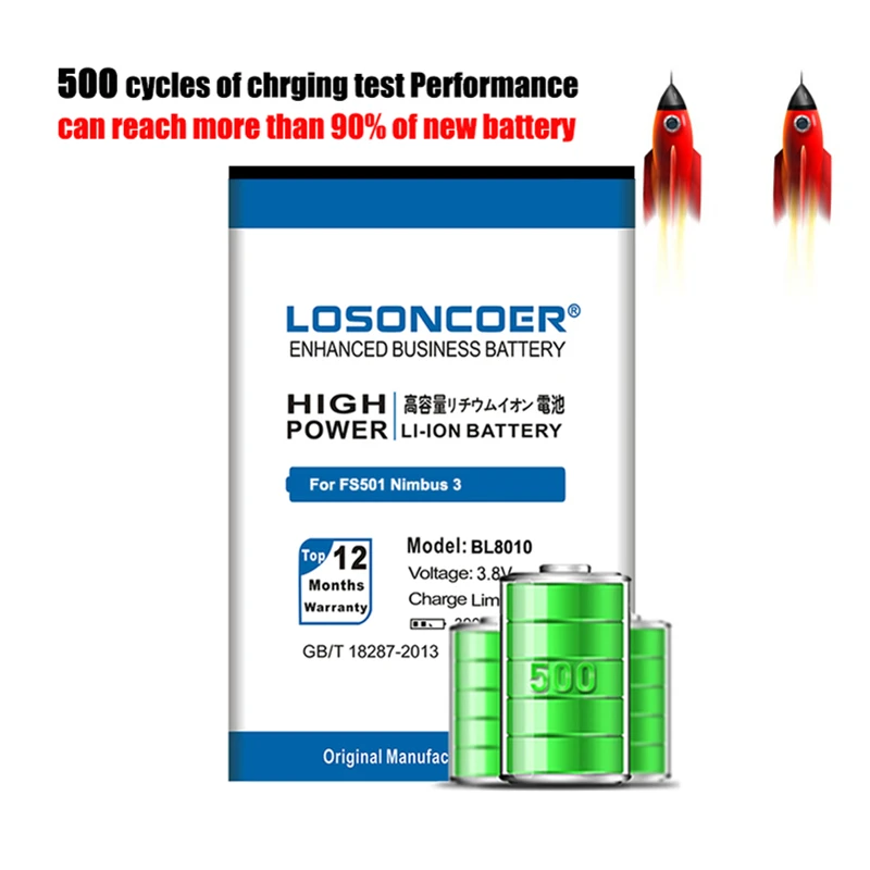 LOSONCOER 3900 мАч аккумулятор высокого качества BL8010 Аккумулятор для fly FS501 Nimbus 3 BL 8010