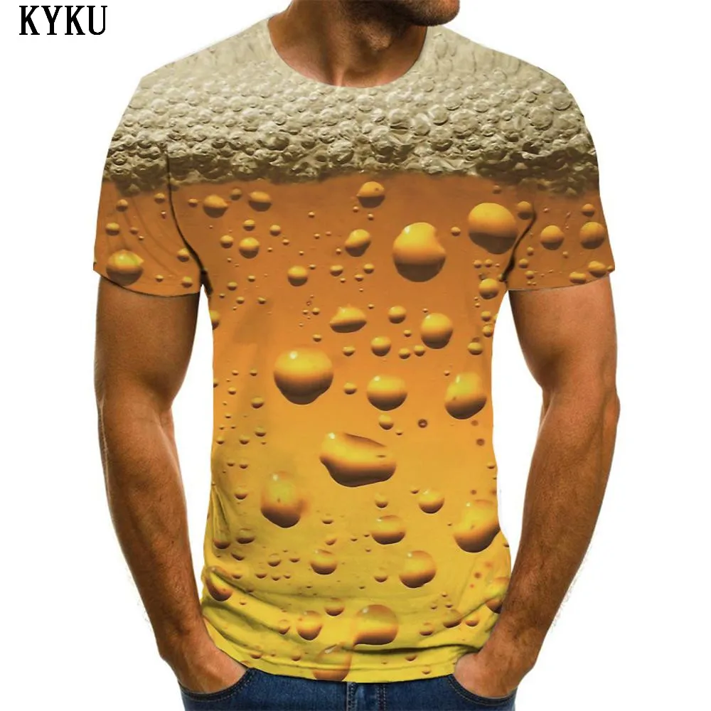 

Футболка мужская с коротким рукавом, забавная тенниска с 3D-принтом пива, майка с надписью аниме, повседневный облегающий топ с принтом, лето