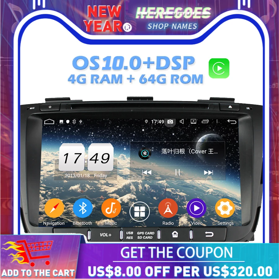 Carplay DSP IPS Android 10 0 4 Гб 64 ГБ Автомобильный DVD мультимедийный плеер GPS карта RDS радио wifi