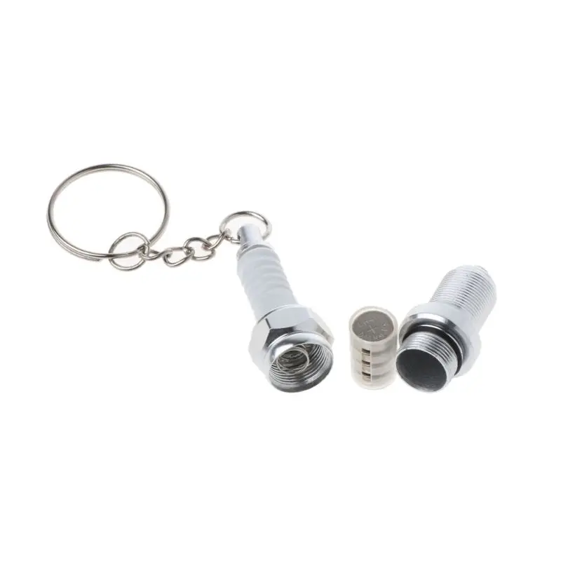 

LED Flashlight Key Chain Spark Plug Keychain Mini Car Part Outside Camping Key G2AF