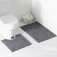 2ps set shaggy chenille badkamer mat set absorberende en machine wasbare fit wc bad woonkamer deur badkamer voet floor