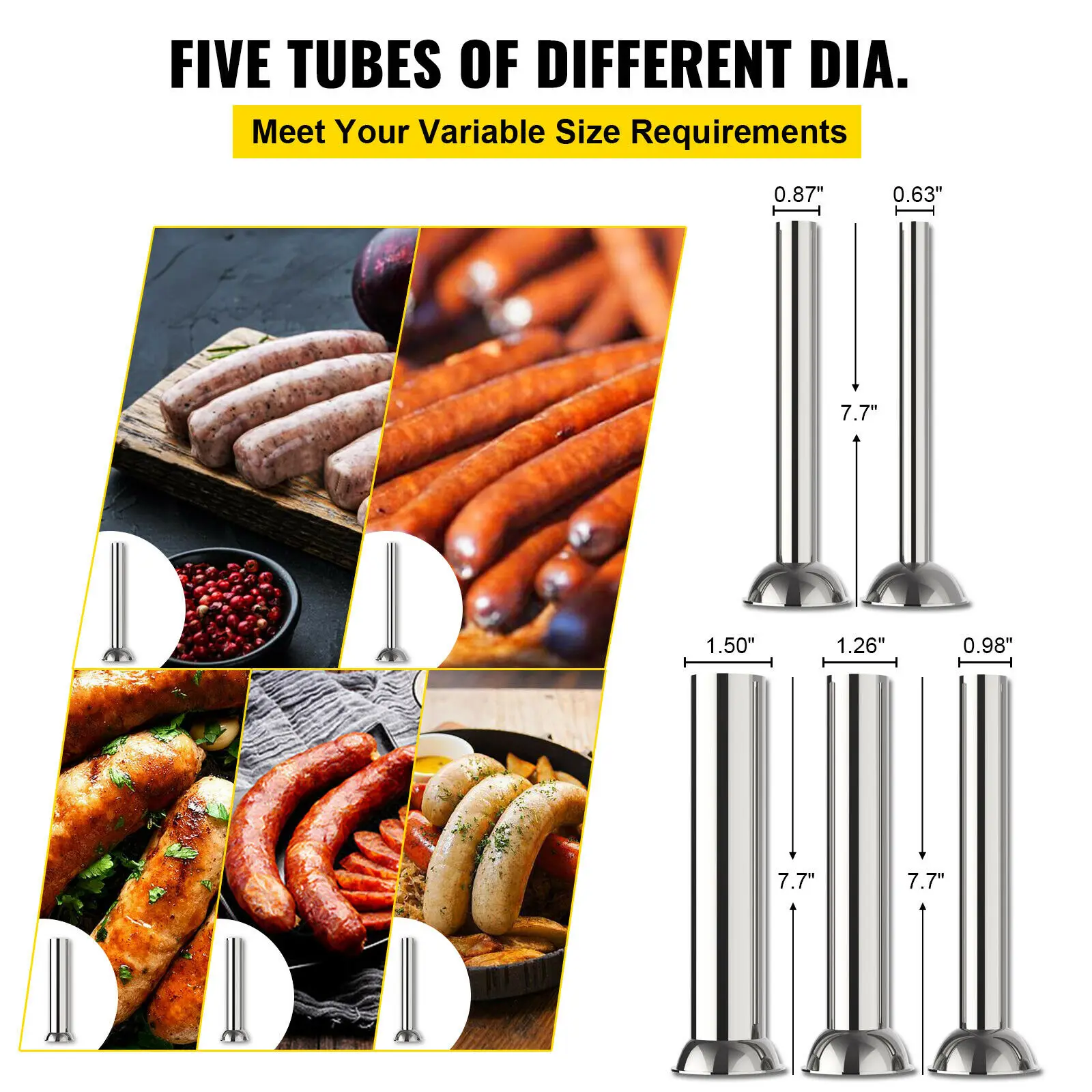 VEVOR Manual Vertical Sausage Stuffer Filler 3L 5L 7L 10L 15L Stainless Steel for Home Commercial Make Hot Dog Bratwurst | Бытовая