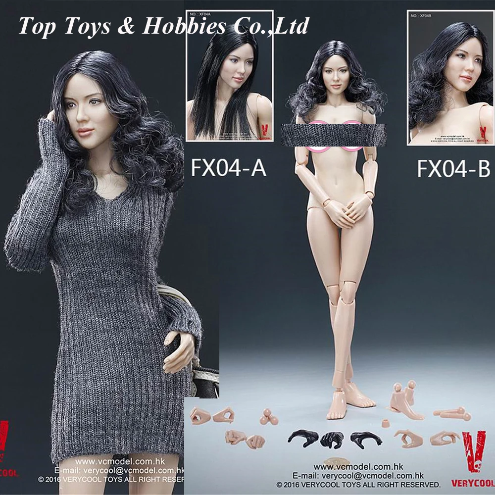 

VERYCOOL FX04A/FX04B 1/6, азиатская резьба на голову с прямыми волосами и волнистыми волосами + VC 3,0, наборы для тела с мягкой грудью