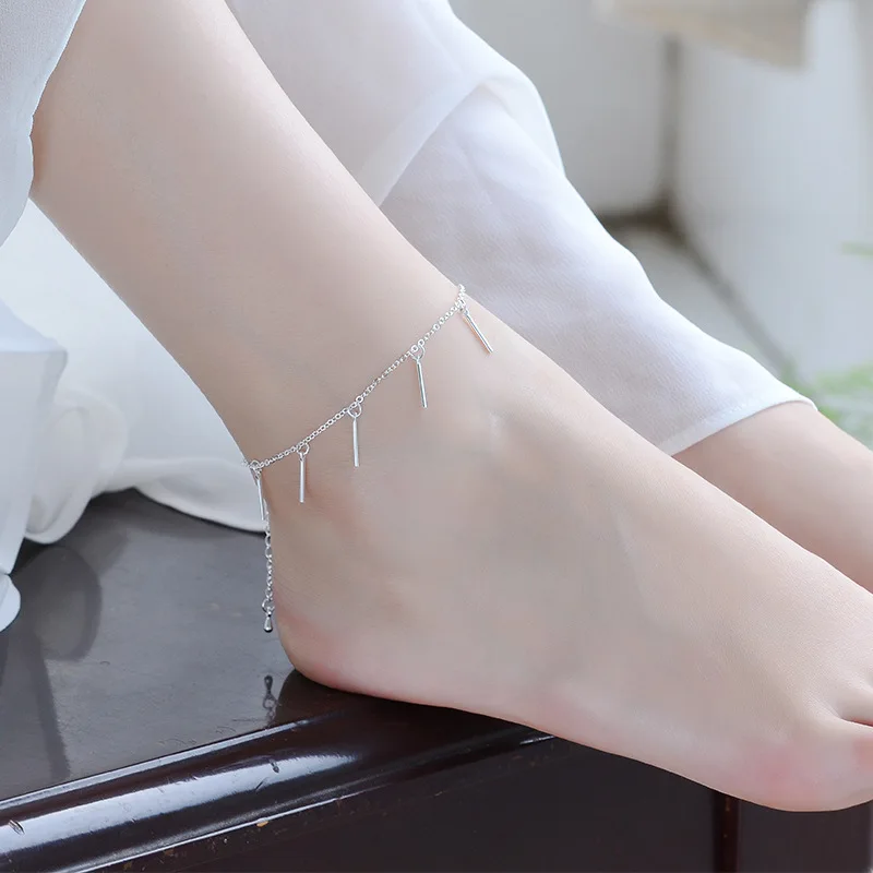Silver plated jewelry female student bracelet O-chain seven small tube anklet factory wholesale | Украшения и аксессуары