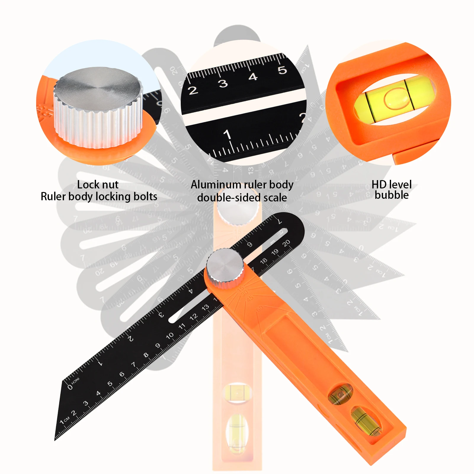 

20/40 Cm Wooden Marker Protractor Angle Ruler Gauge Three Square Sliding T-type Oblique Angle Liquid Woodworking Measuring Tools