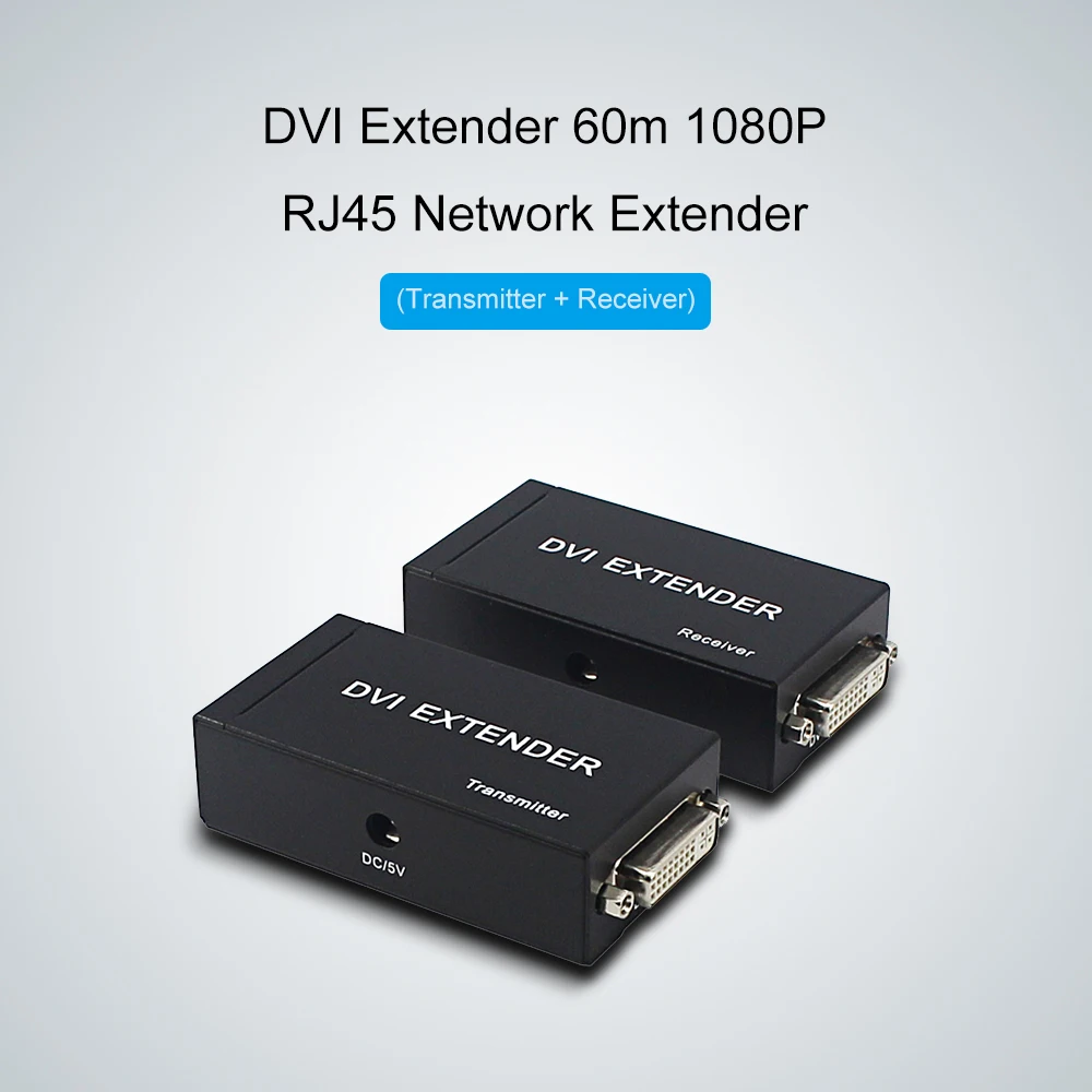 

Удлинитель DVI 60 м, 1080P над одной лампой/Cat-6, удлинитель кабеля Ethernet RJ45, Сетевой удлинитель, вилка европейского стандарта (передатчик + приемник...