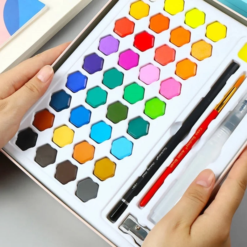 

AU42 -36-Colors Professional Glitter Watercolor Paint Set Watercolour Pigment Painting Supplies