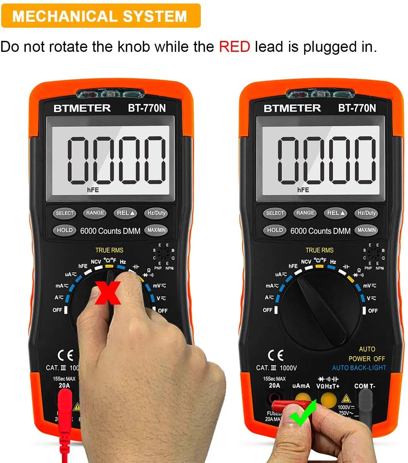 BTMETER BT-770N мультиметр Авто/ручной диапазон цифровой Avometer Универсальный измеритель 6000 отсчетов с самоблокирующейся защитой