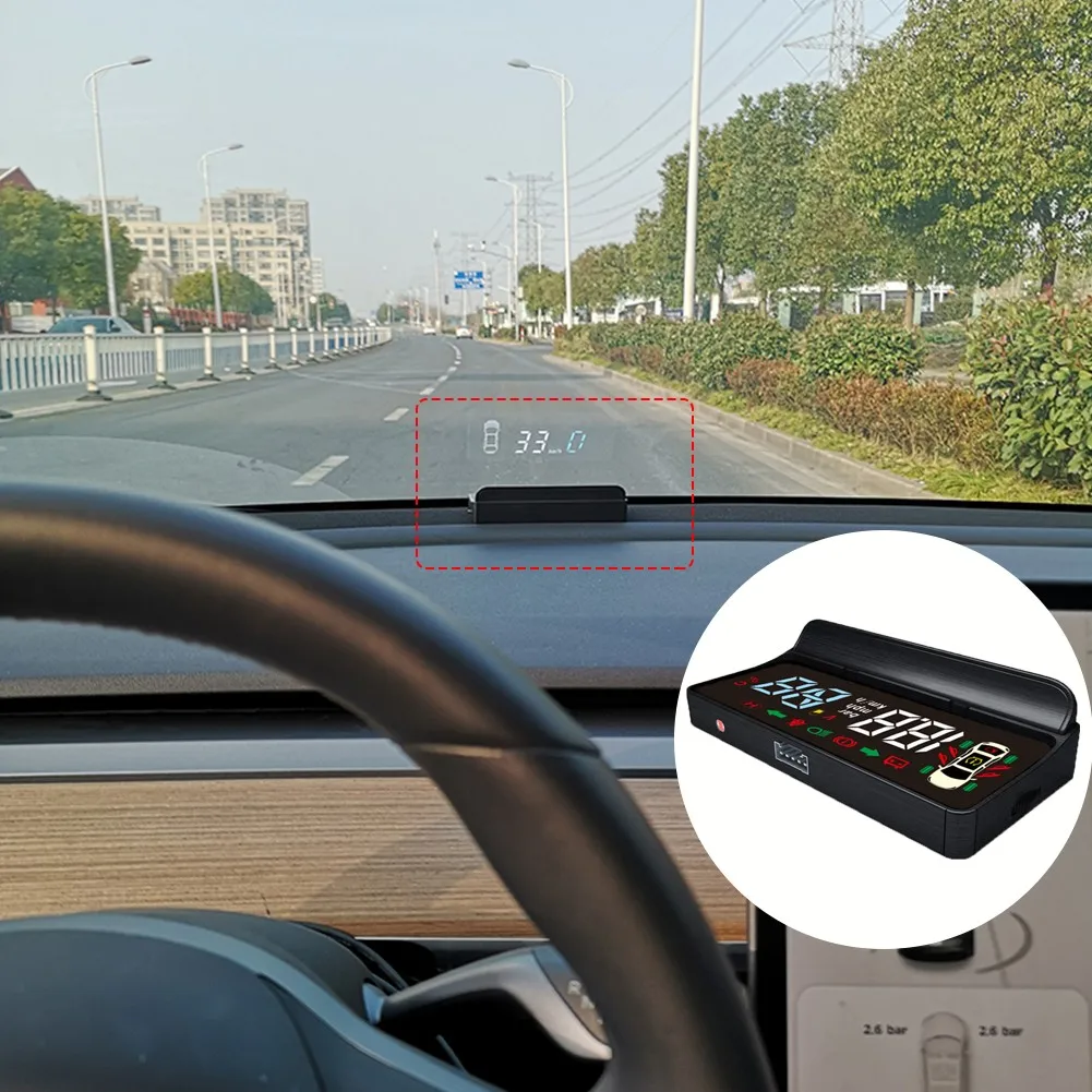

1pcs Car Head-up Display HUD Speed Projector Vehicle Speed Alarm Electric Gear Head-Up Display Electronics Accessories For Tesla