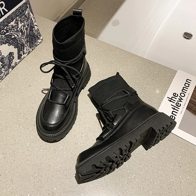 

New Style 2021 Autumn and Winter Fashion Hot Style Popular Women's Ankle Boots Round Toe Comfortable Front Lace-up Women's Boots