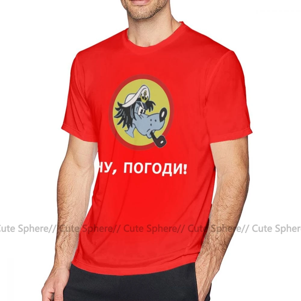 Nu Pogodi футболка Nu Pogodi Wolf Футболка мужская 100 хлопок футболка с принтом короткий рукав пляж плюс размер забавная футболка - Цвет: Red