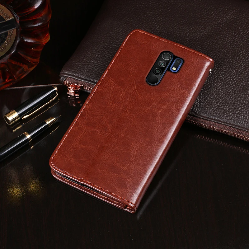 Чехол книжка для Xiaomi Poco M2 кожаный чехол бумажник телефона чехлы с отделением