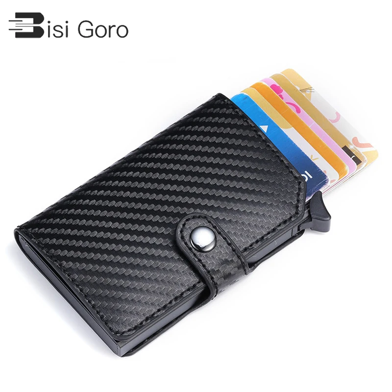 

BISI GORO RFID Anti-theft Metal Aluminum Wallet Minimalist Bank Card Holder Mini Men and Women Black Business Credit Card Case