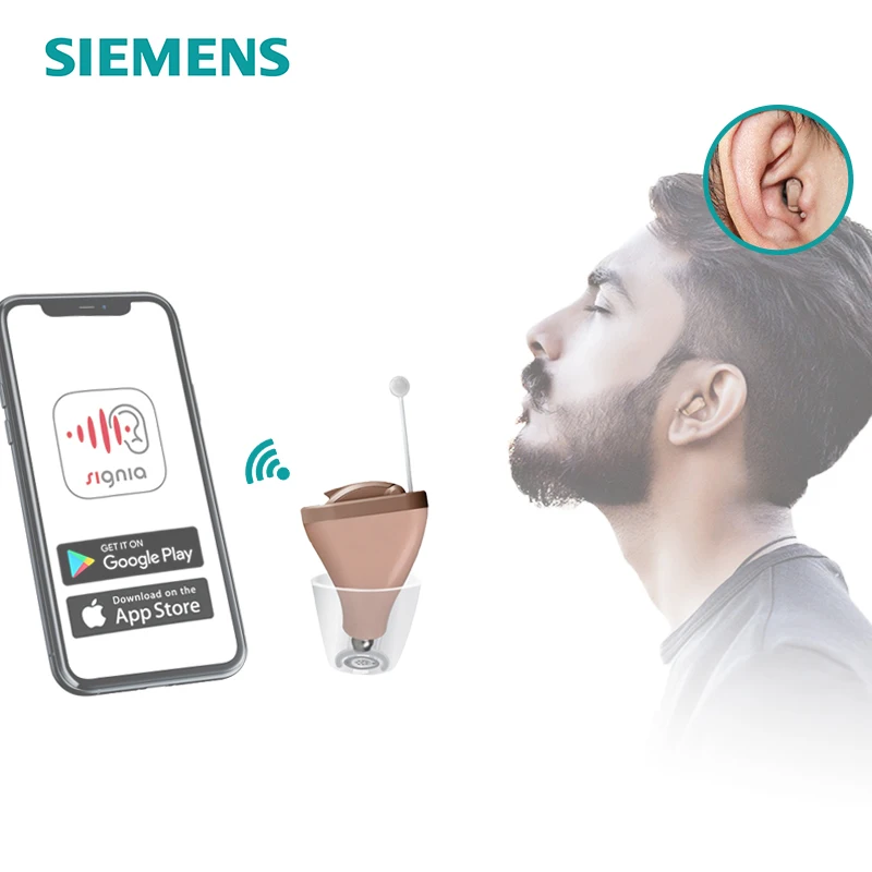 SIEMENS Signia Invisible Hearing Aids 8 Channel Programmable Digital Hearing aid, Mobile Phone Remote Adjust Hearing Care Aid