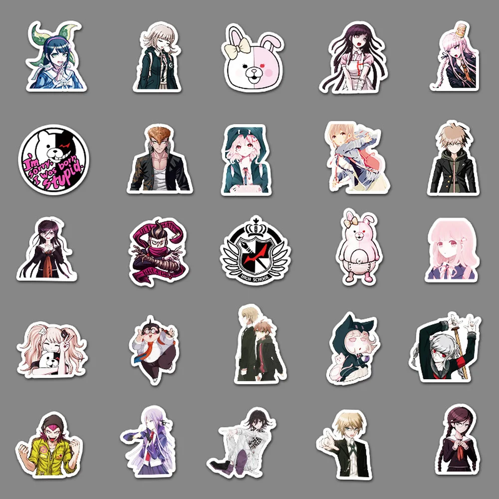 

50PCS Mixed Danganronpa Game Waterproof Stickers DIY Snowboard Laptop Luggage Fridge Guitar Graffiti Decal Kid Toy Sticker