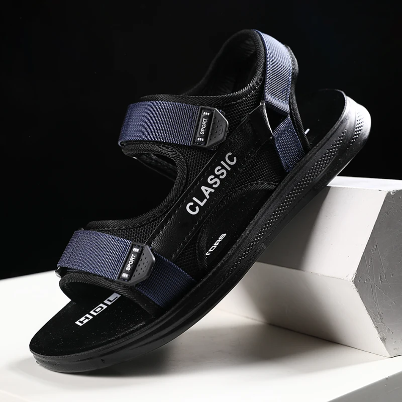 Сандалии мужские на липучке модные Водонепроницаемые босоножки Повседневная