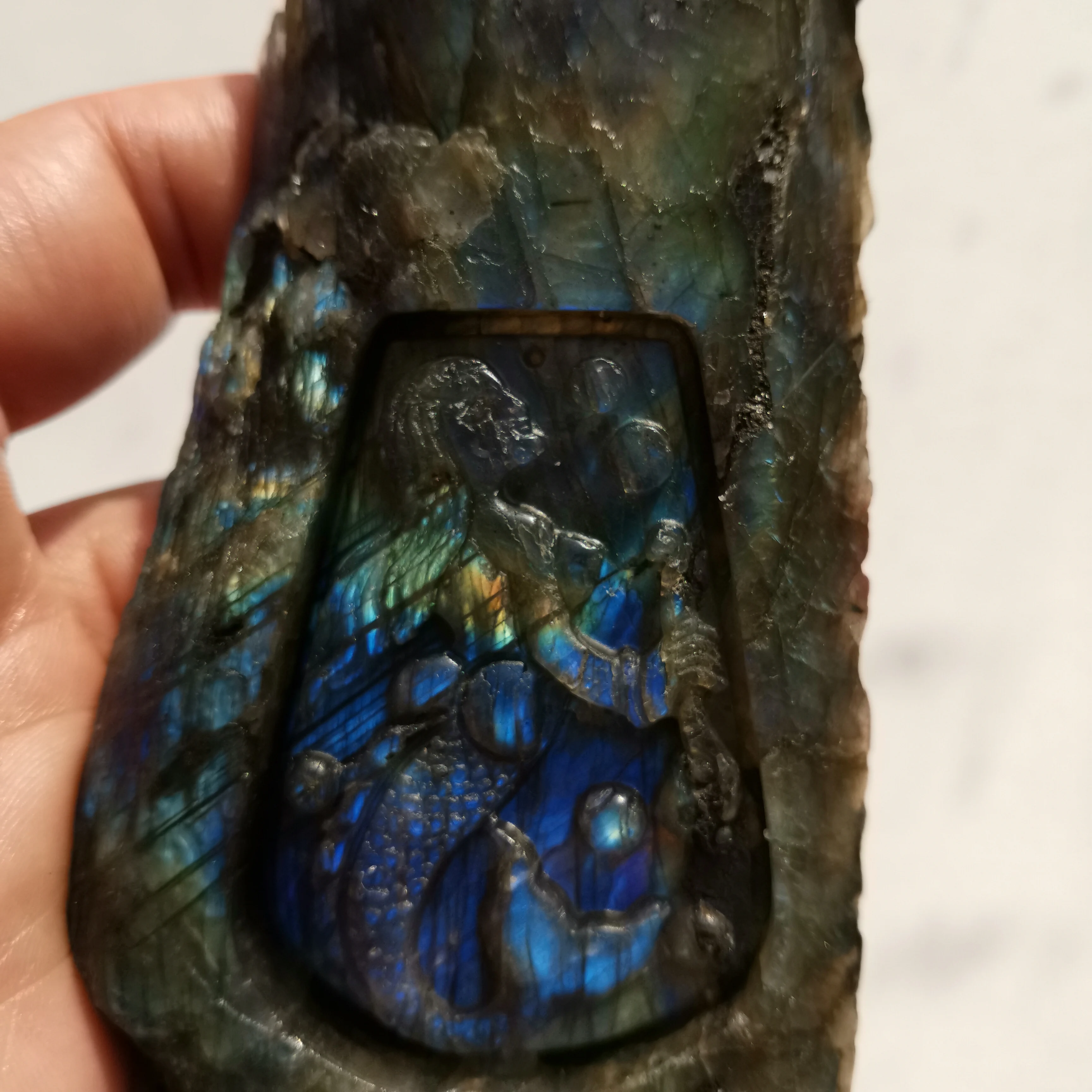 Кристалл 185 г натуральный камень лабрадорит Русалка Ремесло Украшение Лабрадор