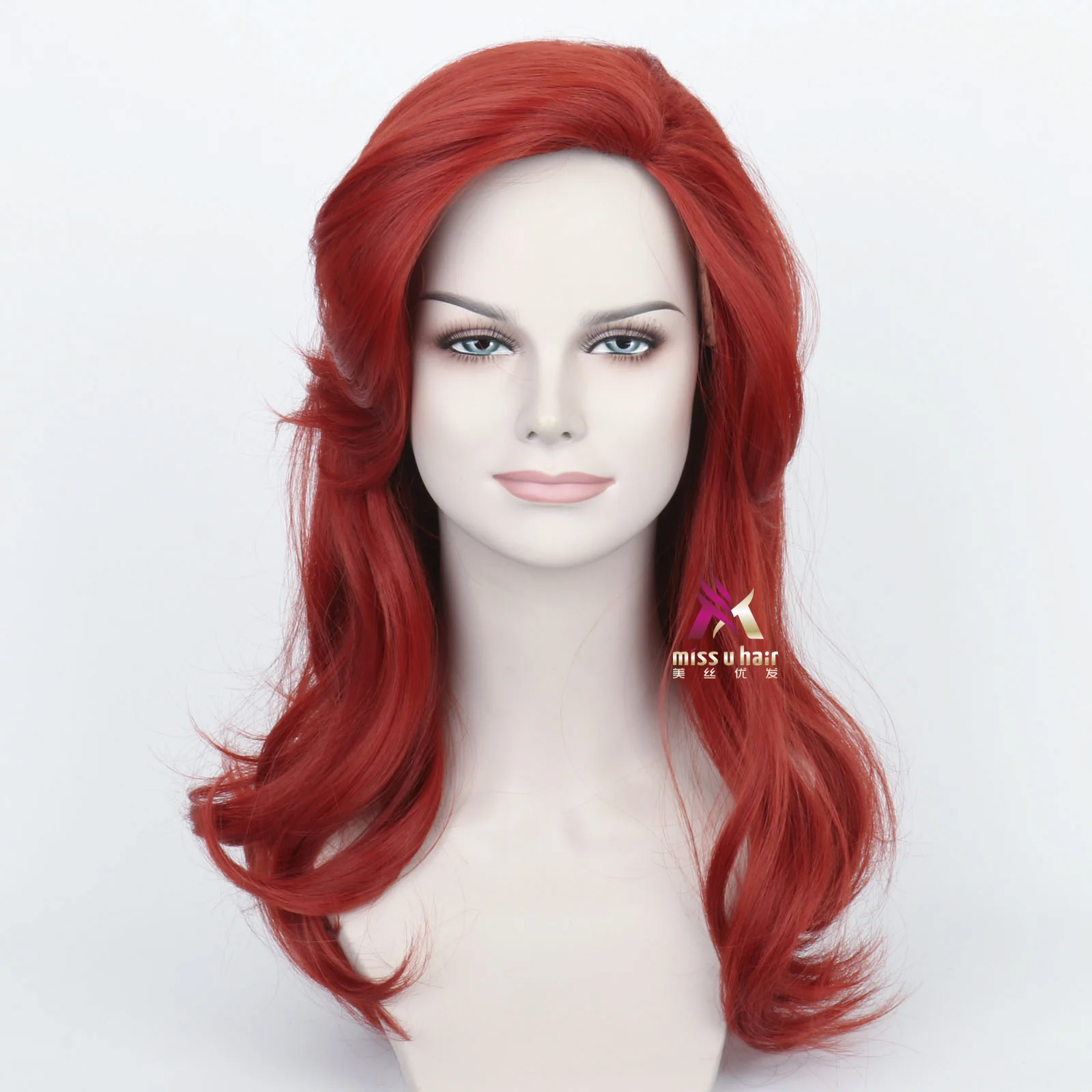 

Manga Show Dress Up Show Halloween Princess Ariel Cosplay Wig Shao Mai Long Hair Dark Red Wig Anime Mermaid Cosplay Show