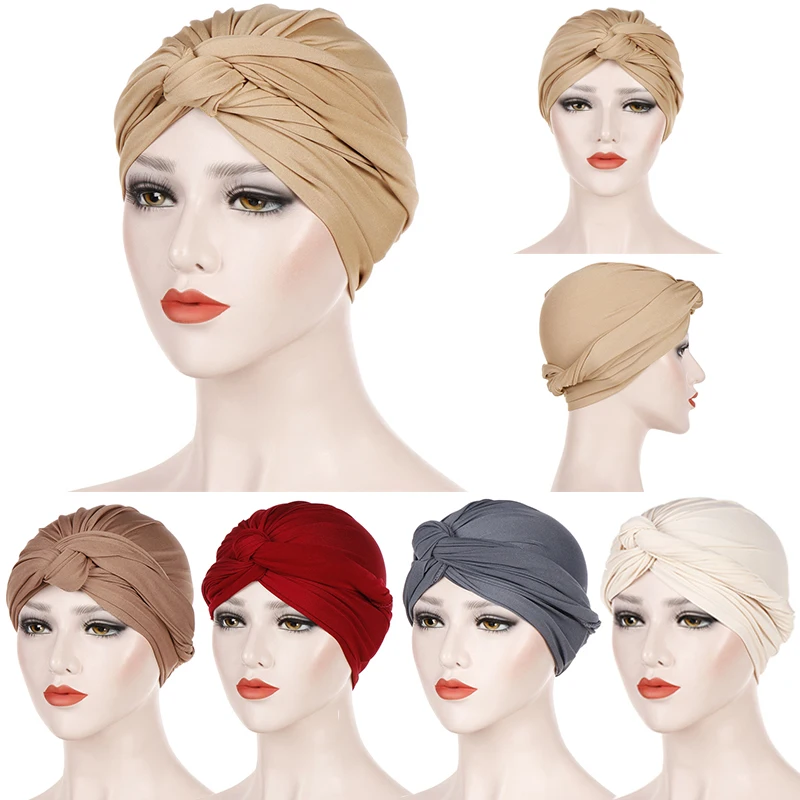 

Тюрбан, шапка, хлопковый мусульманский тюрбан, шарф, женский твист, крест, химиология для сна, аксессуары для волос