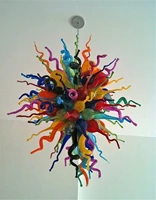 modern hand blown colored glass chain chandelier colorful pendant light for home decoration