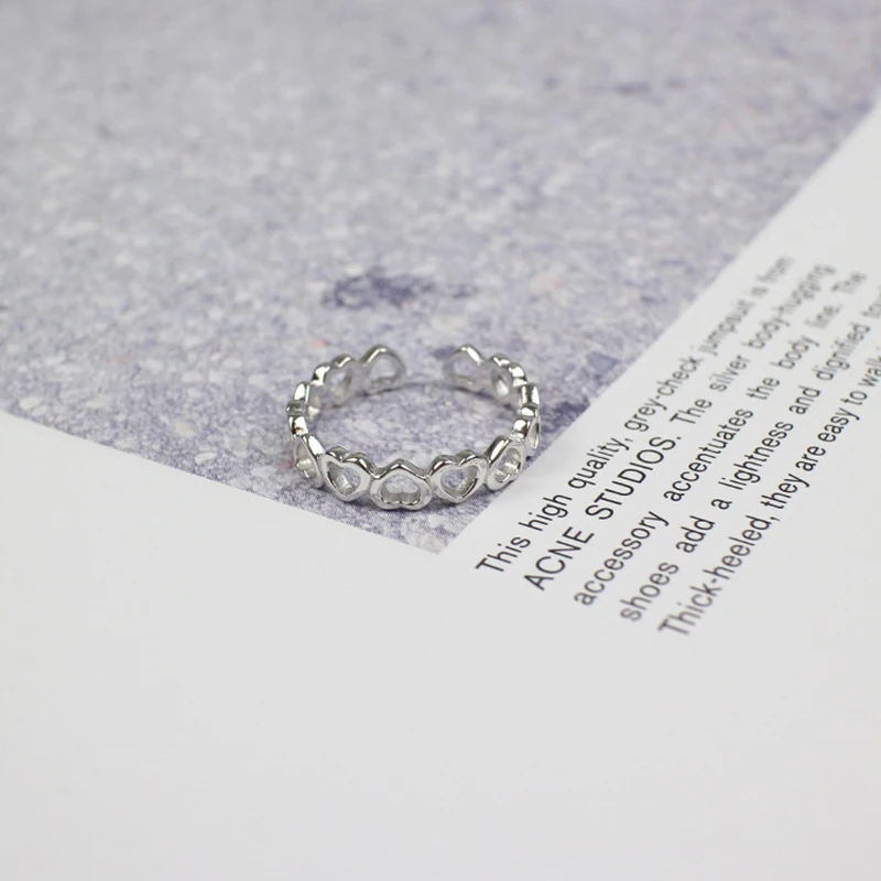 Настоящее чистое серебро 925 пробы кольца для женщин кольцо с сердцем