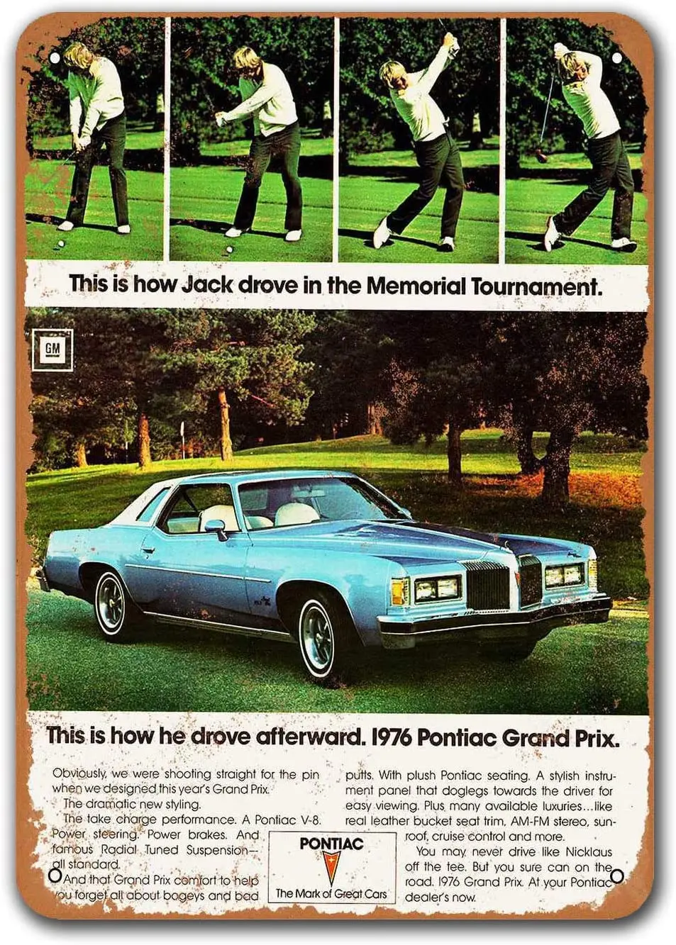 

1976 Pontiac Grand Prix Wall Decor Restaurant Pub Dorm Bar Poster Home Tin Signs Cars Metal Vintage 12x16 inches