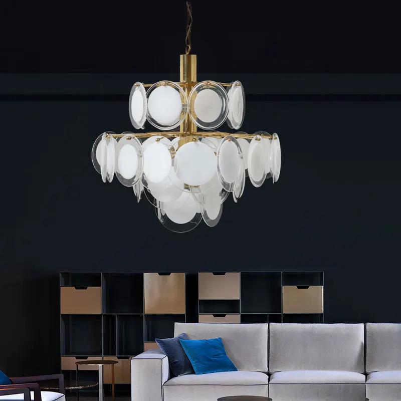 

Post-modern creative glass simple living room chandelier Designer model room Hong Kong-style master bedroom dining room