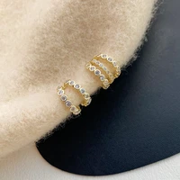 small cute elegant lovely multi layer crystal beads inlaid no piercing clip earrings for women student new charms ear jewelry