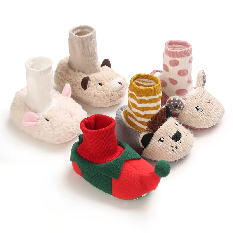 Детские зимние ботинки для новорожденных Милая Рождественская обувь с героями