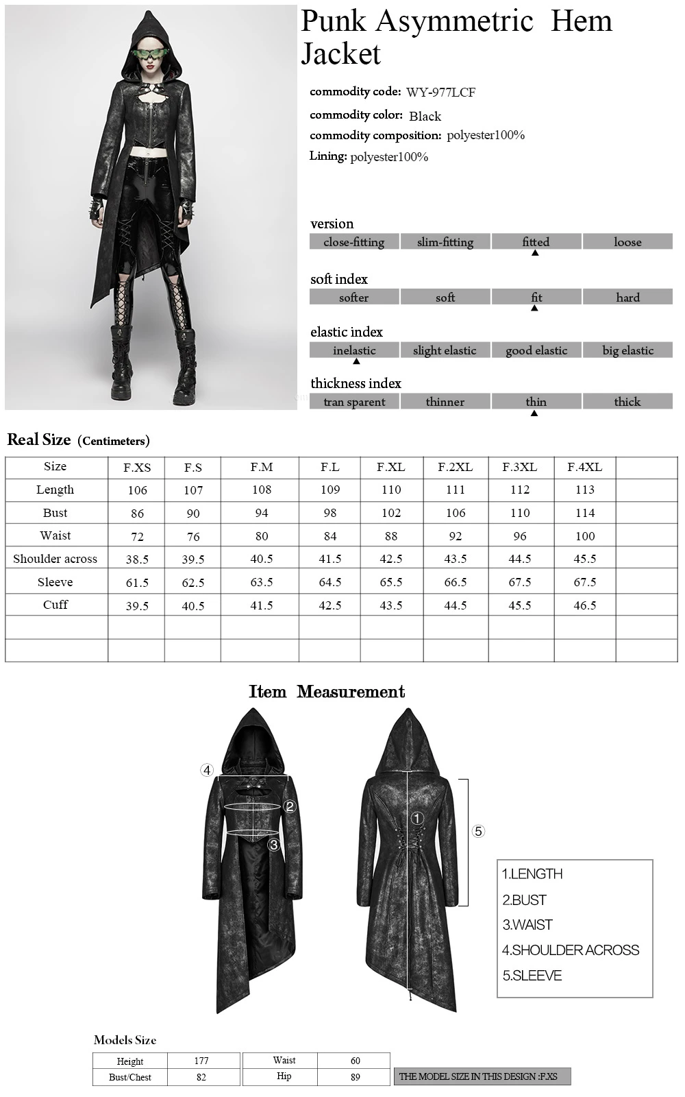 Женские куртки и пальто в стиле панк с асимметричным подолом заклепками|Женские