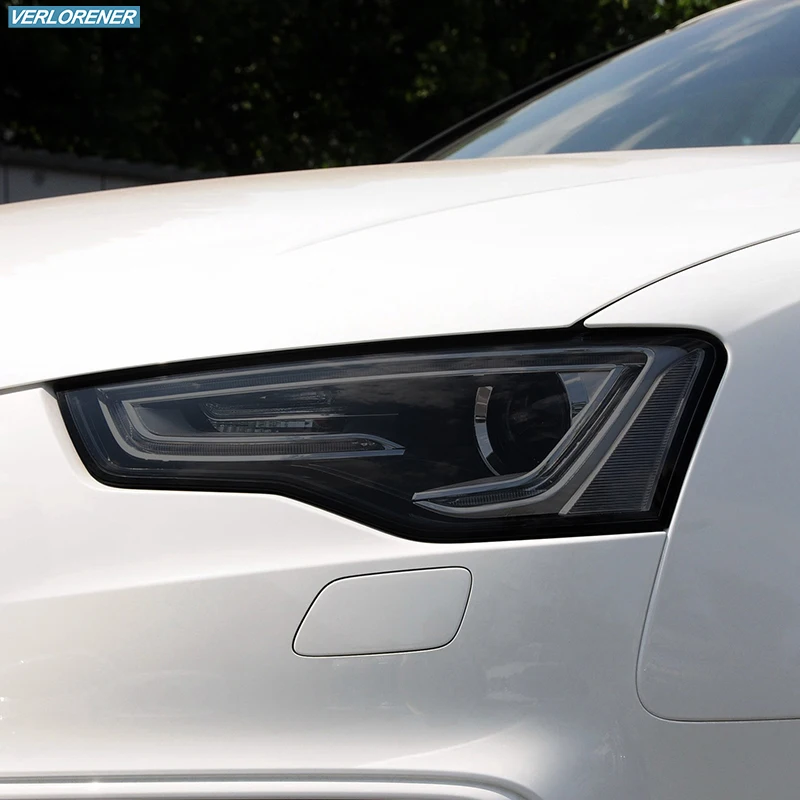 2 Pcs Car Headlight Protective Film Smoked Black Tint Wrap Vinyl Transparent TPU Sticker For Audi A5 S5 RS5 8T 8F 8W6 2011-On 2 Pcs Car Headlight Protective Film Smoked Black Tint Wrap Vinyl Transparent TPU Sticker For Audi A5 S5 RS5 8T 8F 8W6 2011-On