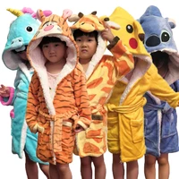 new warm kigurumi bathrobe kids animal cartoon unicorn cute children bathrobes flannel pajamas boys girls robes sleepwear
