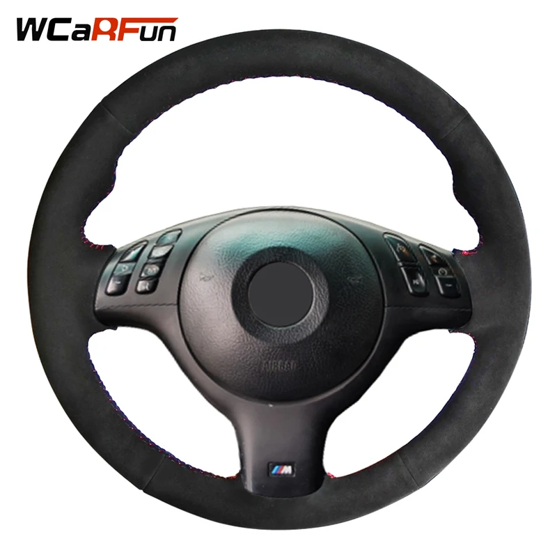 WCaRFun черный замшевый чехол рулевого колеса автомобиля для BMW E46 M3 E39 330i 540i 525i 530i 330Ci
