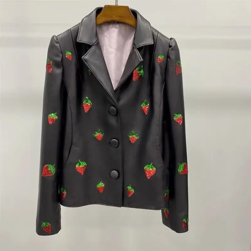 

Женское пальто из 2021 натуральной овечьей кожи, ветровка, модель H915, 100%