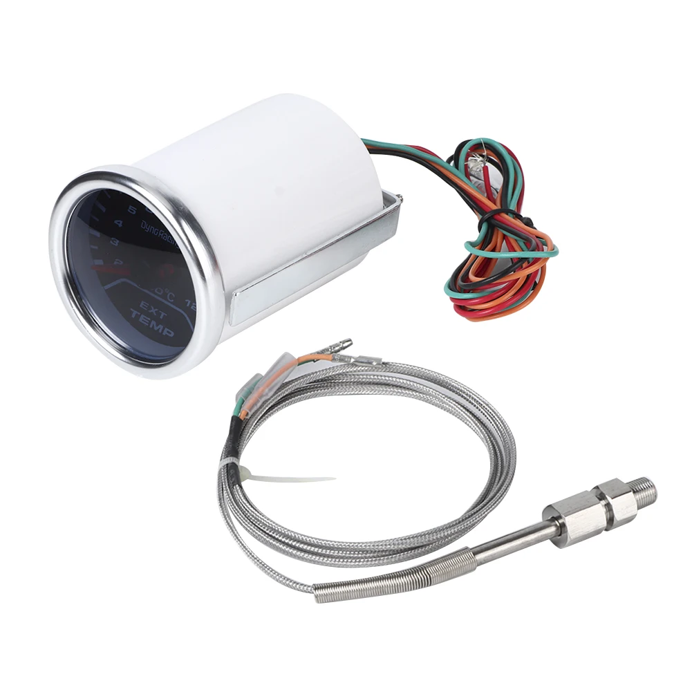

12V Exhaust Gas Thermometer LED White Light Pointer Smoke Lens Mechanical Temp Gauge 52mm/2in