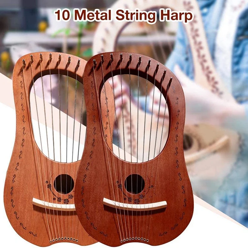 

Lyre Harp 10 String Harp Portable Small Harp with Durable String Musical Instrument Stable Sound Quality Harp