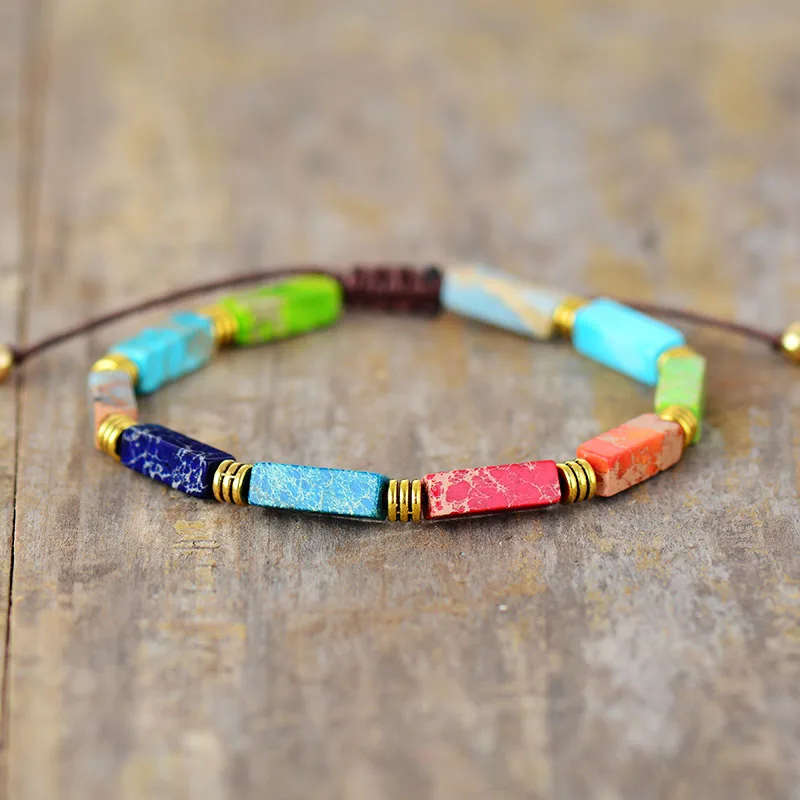 Браслеты из камня в виде чакр плетеные ювелирные украшения нитей джапсера