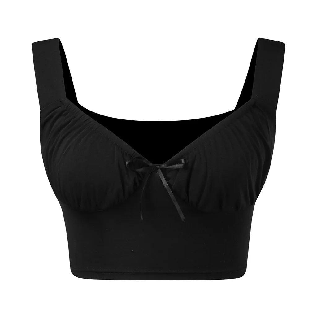 Женский пикантный укороченный топ с V-образным вырезом без рукавов и бантом на