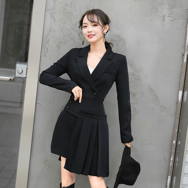 Женские костюмы с юбкой блейзер длинным рукавом и юбка комплект из двух