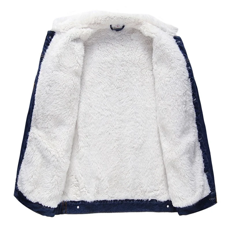 Новая зимняя флисовая Мужская джинсовая куртка из шерсти теплые мужские