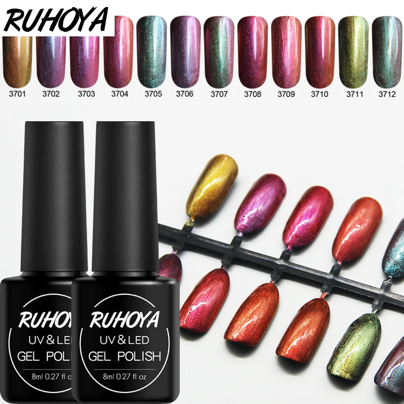 Ruhoya лак для ногтей Хамелеон блестки романтическое сердце огненная любовь|Гель