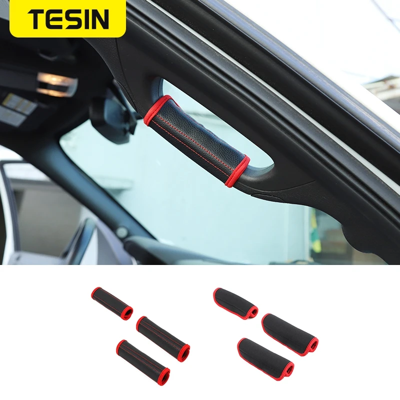 

TESIN Car Roof Top Grab Bar Protector Trim Door Interior Grab Handle Cover Guard for For Ford F150 Raptor 2009-2014 Accessories